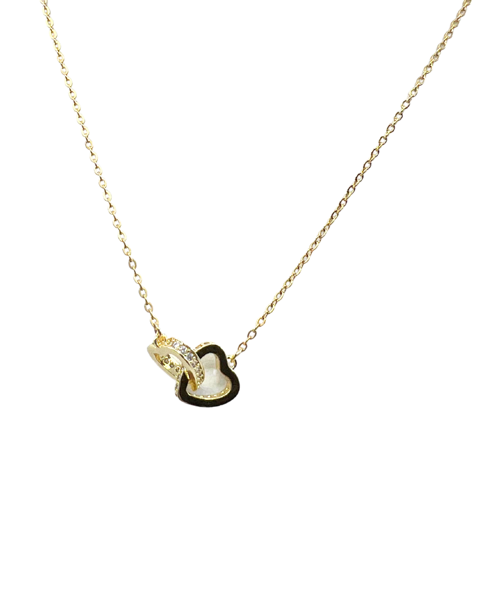 The Linked in Love with Rhinestones Gold Necklace
