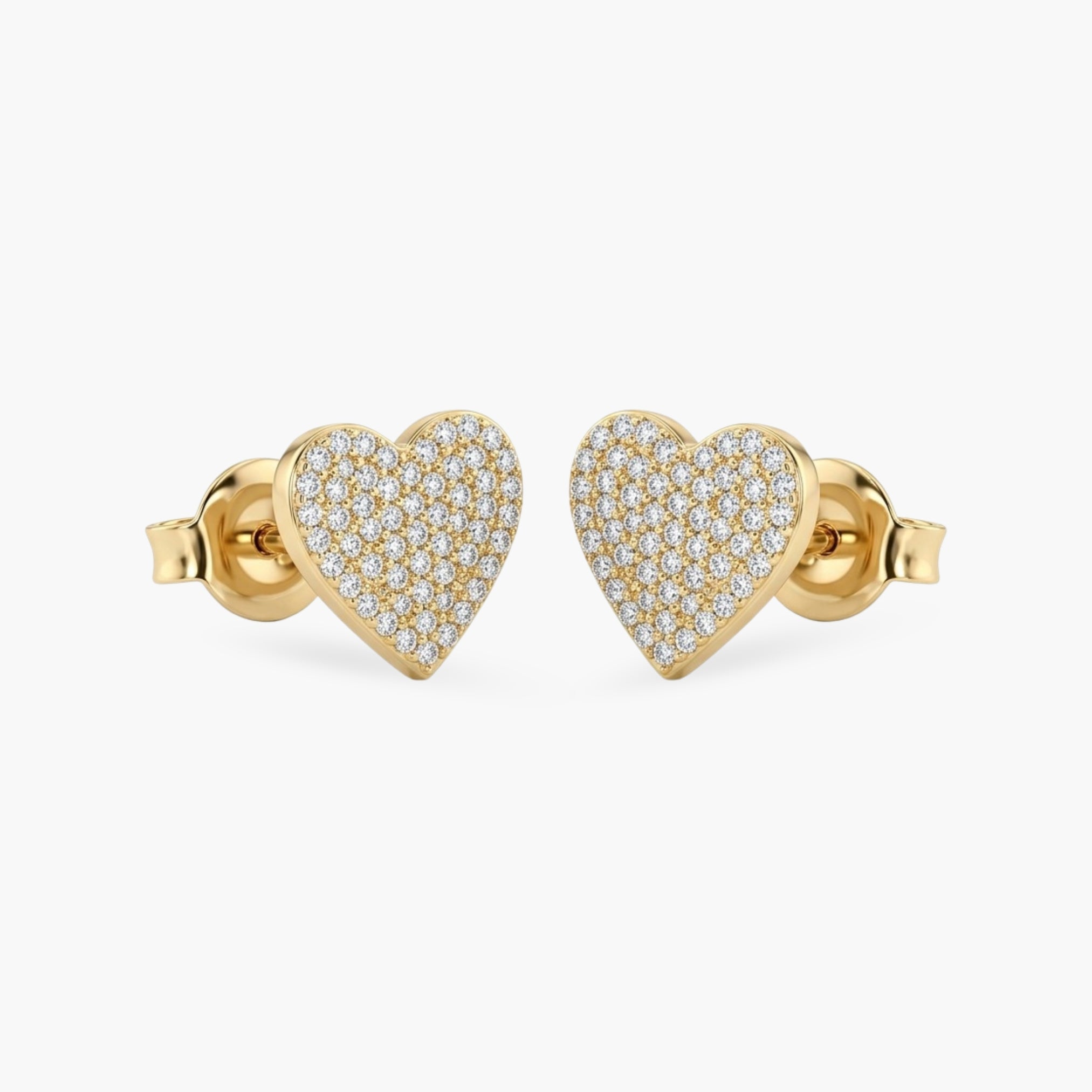 The Lovely Heart Earrings in White Diamond & 14K Gold