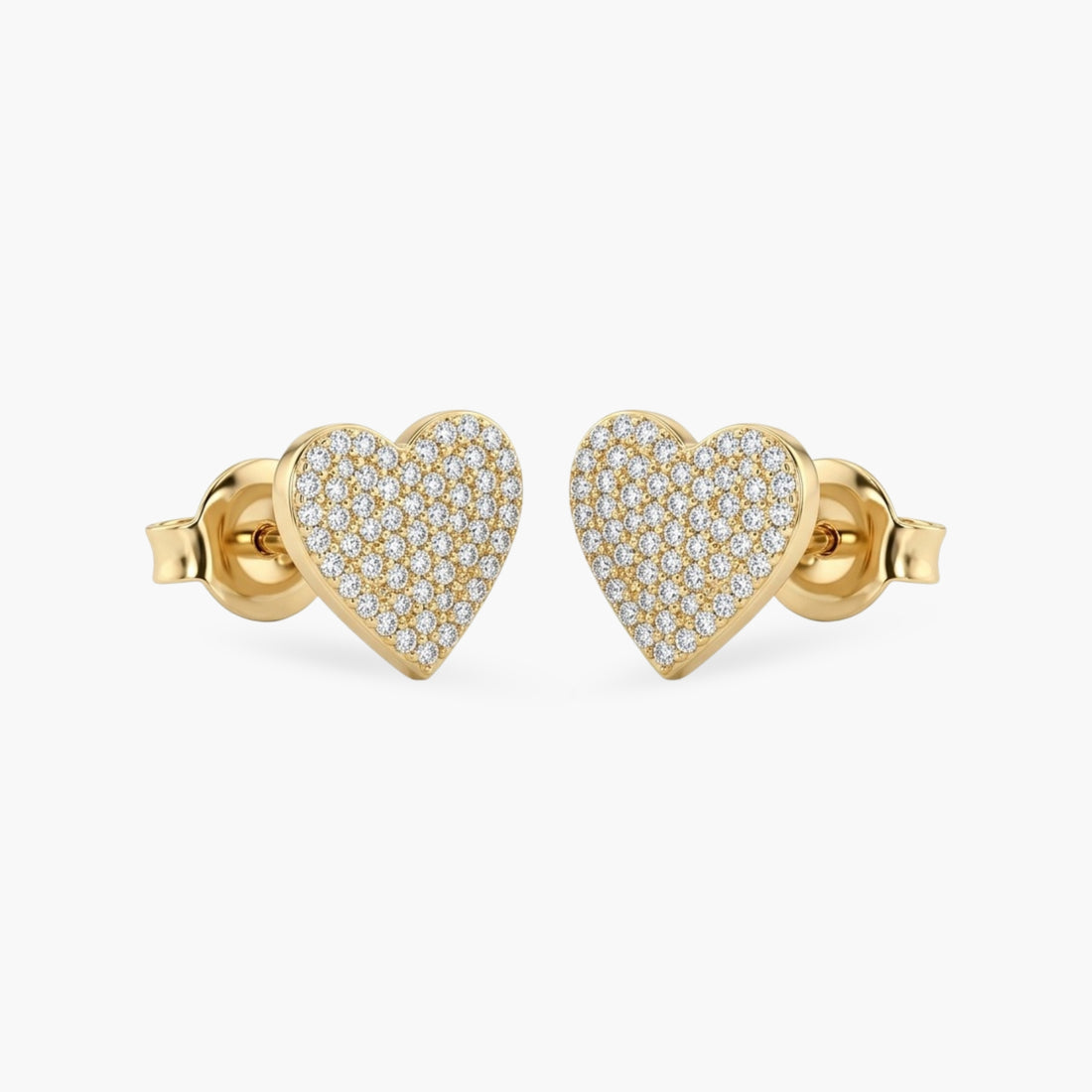 The Lovely Heart Earrings in White Diamond & 14K Gold