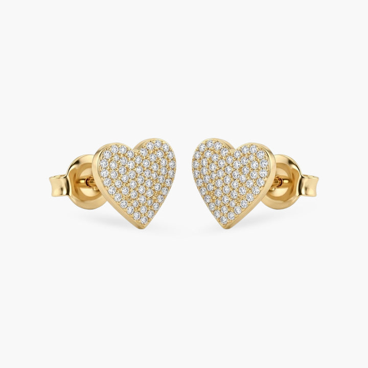 The Lovely Heart Earrings in White Diamond & 14K Gold