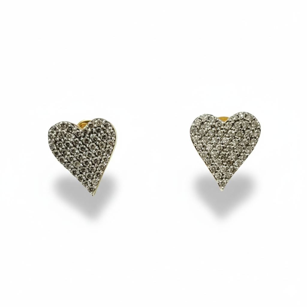 The Lovely Heart Earrings in White Diamond & 14K Gold