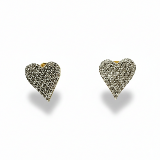 The Lovely Heart Earrings in White Diamond & 14K Gold