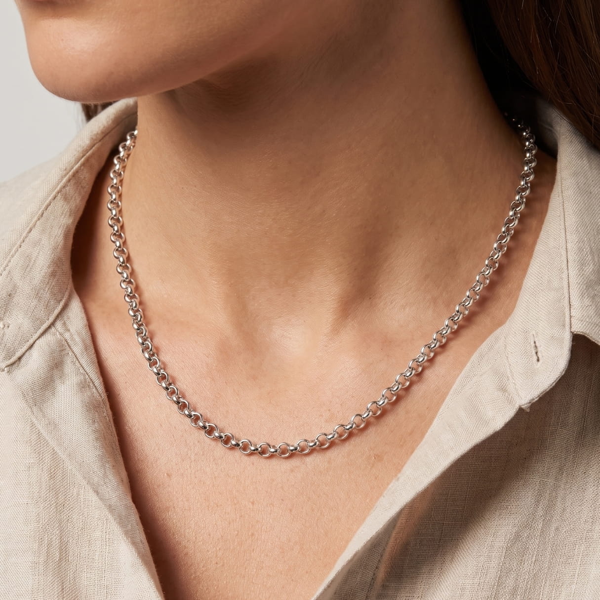 The Round Cable Link Silver Necklace