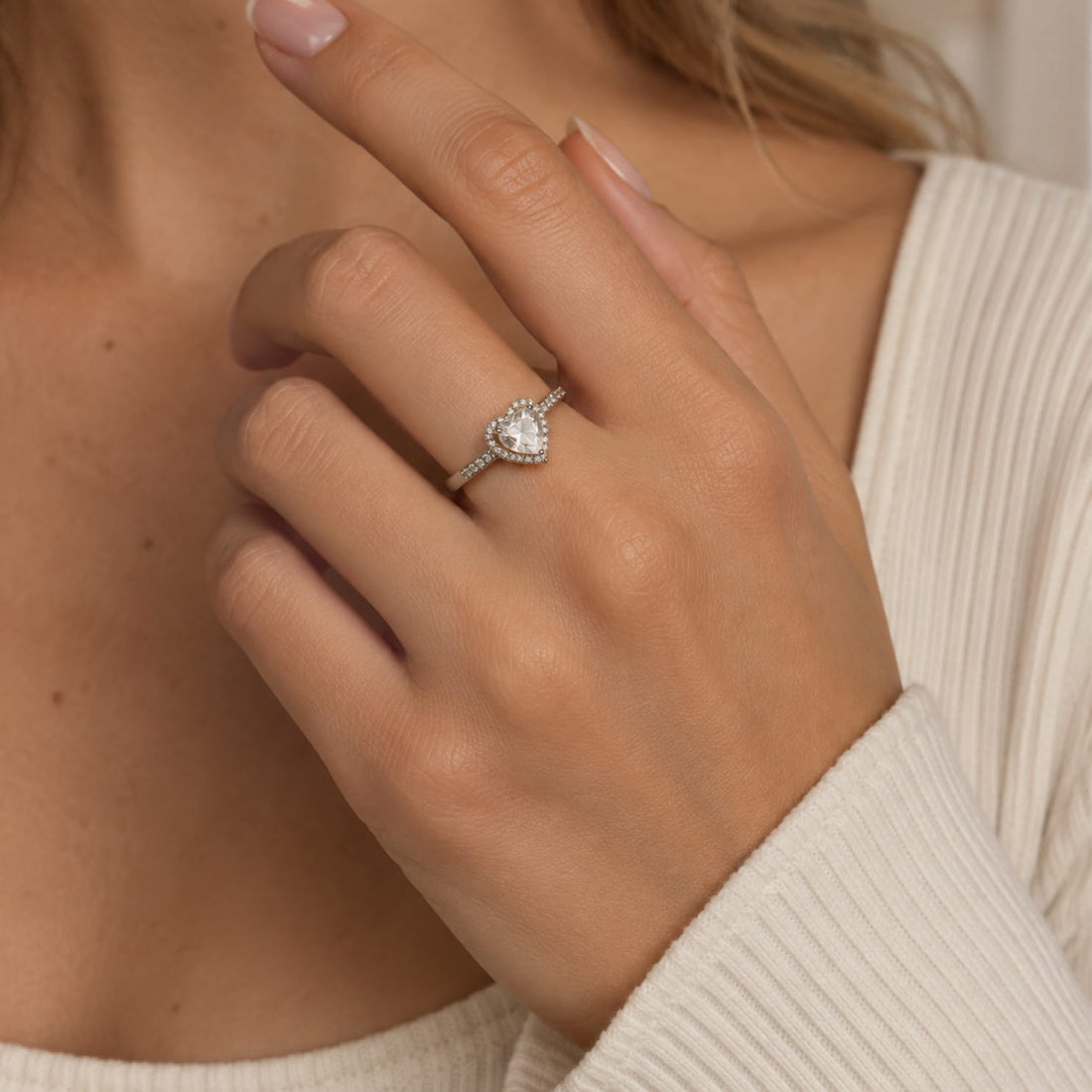 The Sweet Heart Diamond Ring in Silver