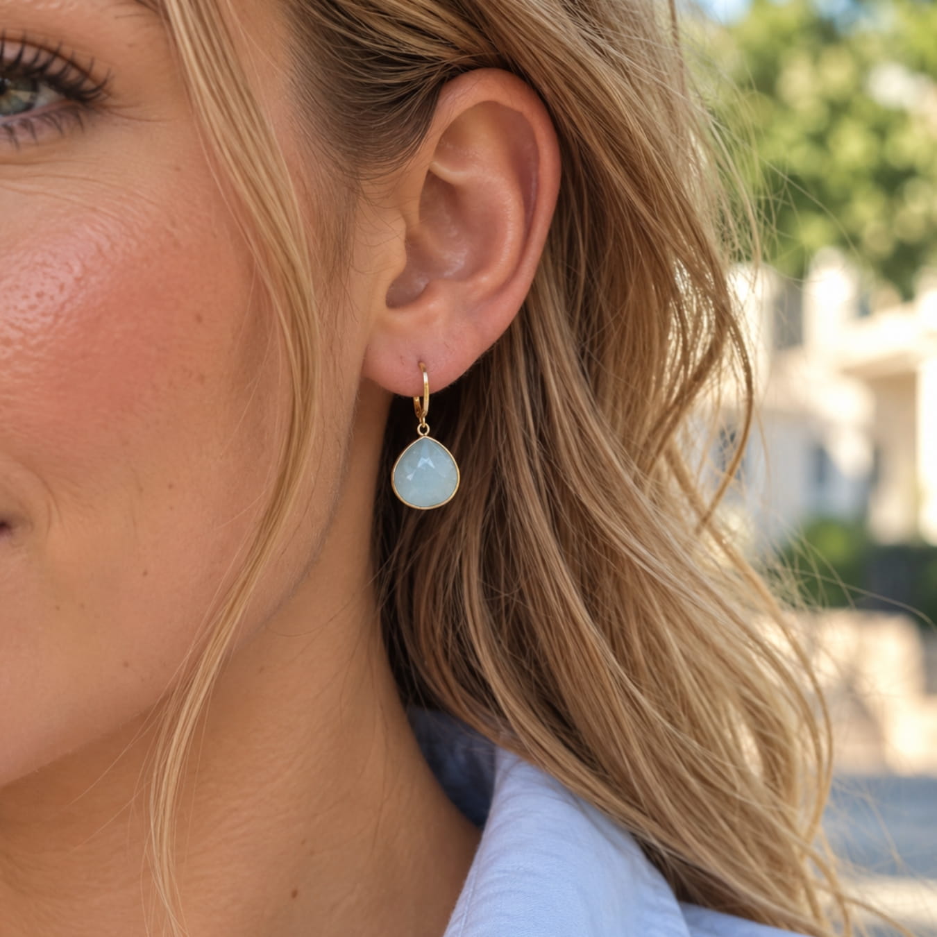 The Teardrop Natural Large Stone Earrings