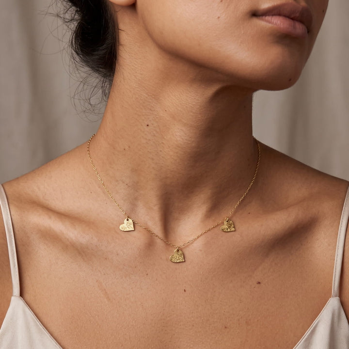 The Triple Hammered Heart Necklace