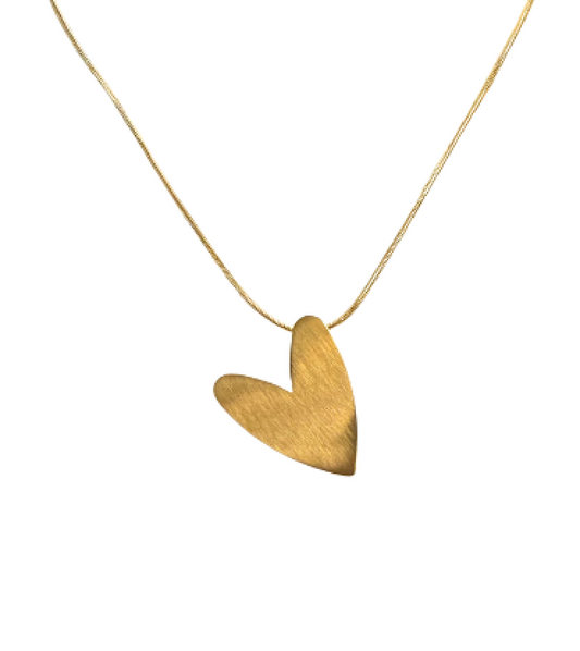 The Tilted Gold Heart on a Snake Chain