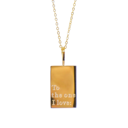 To The One I Love Gold Tag Necklace