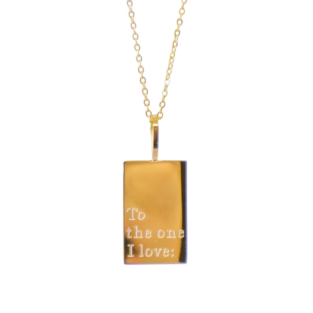 To The One I Love Gold Bar Necklace