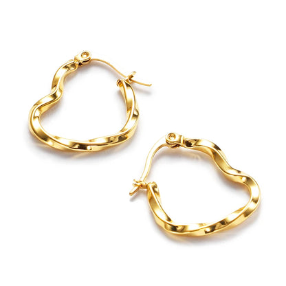 The Curled Heart Gold Earrings