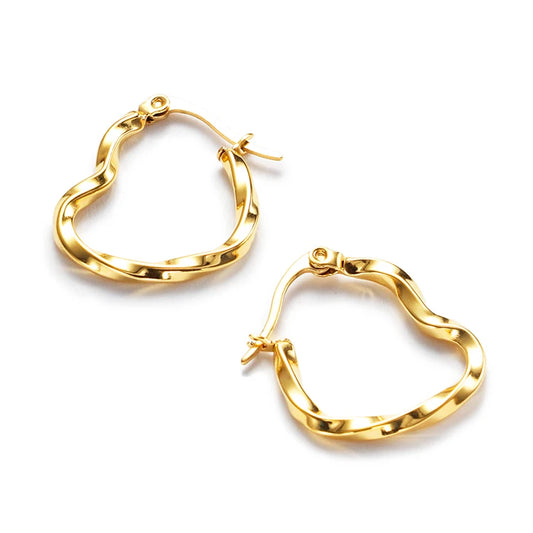 The Curled Heart Gold Earrings