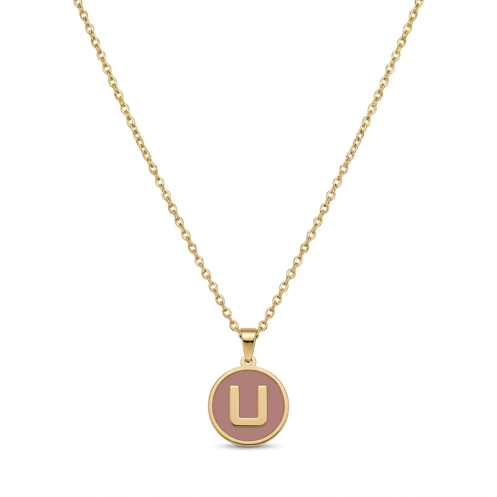Alphabet Letter Necklace - Round Mother of Pearl