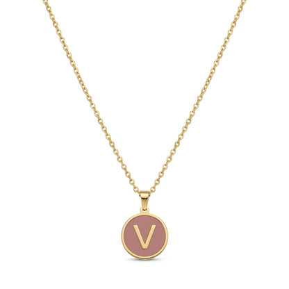 Alphabet Letter Necklace - Round Mother of Pearl