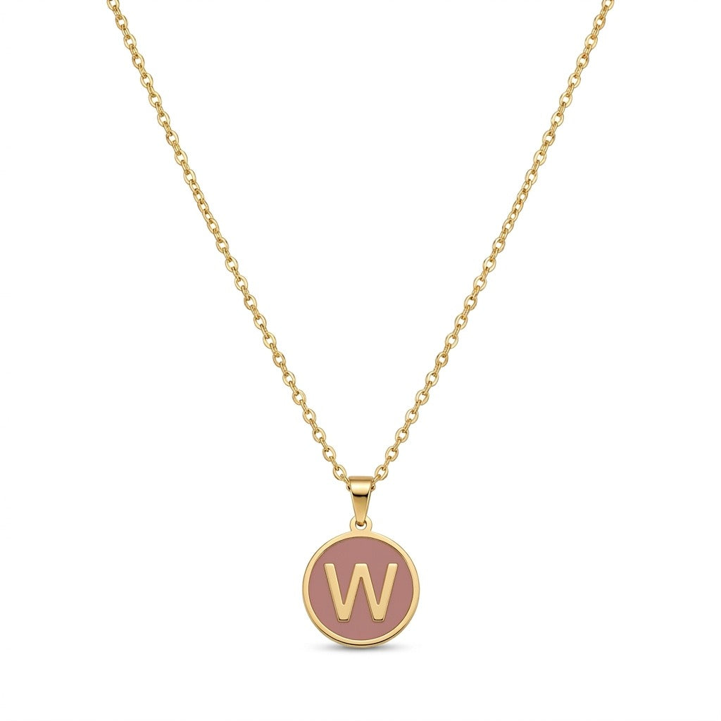 Alphabet Letter Necklace - Round Mother of Pearl