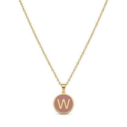 Alphabet Letter Necklace - Round Mother of Pearl