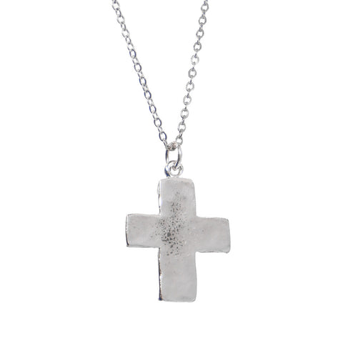 The Rustic Walk in Faith Cross Silver Necklace