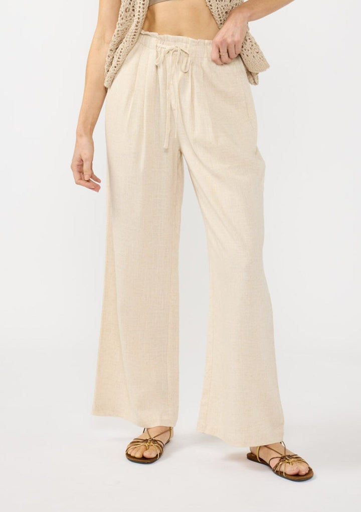 Cream Wide Leg Pleated Pants