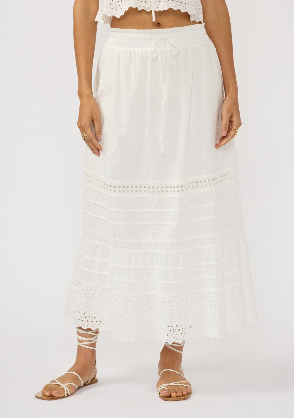 White Lace Midi Skirt