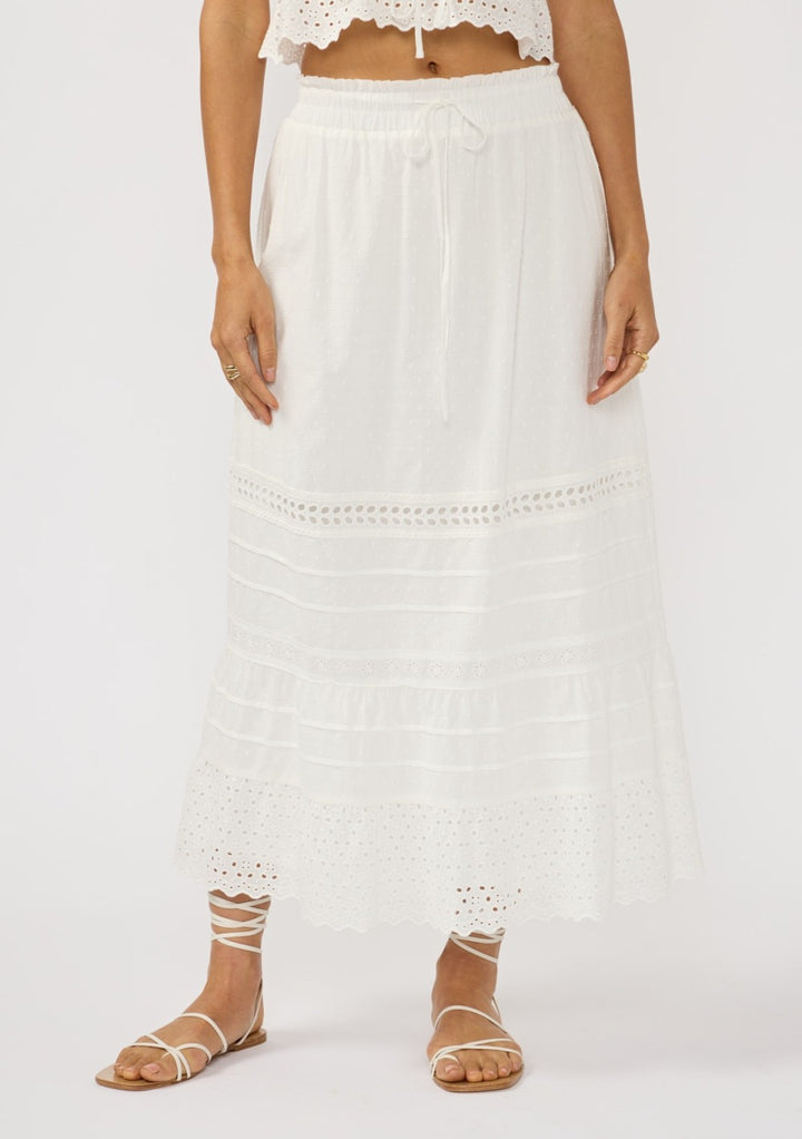 White Lace Midi Skirt