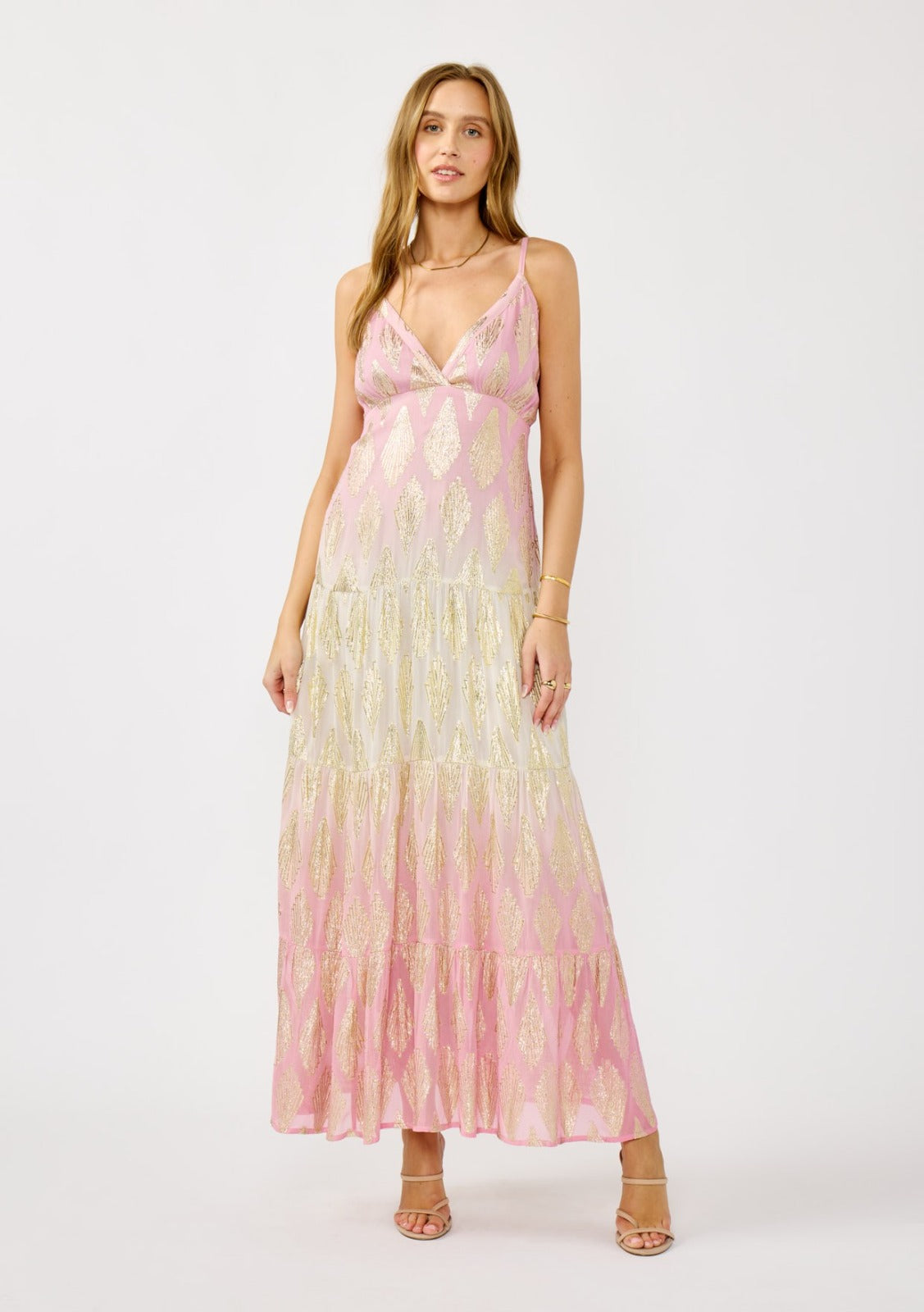 Pink Ombre Floral Maxi Dress