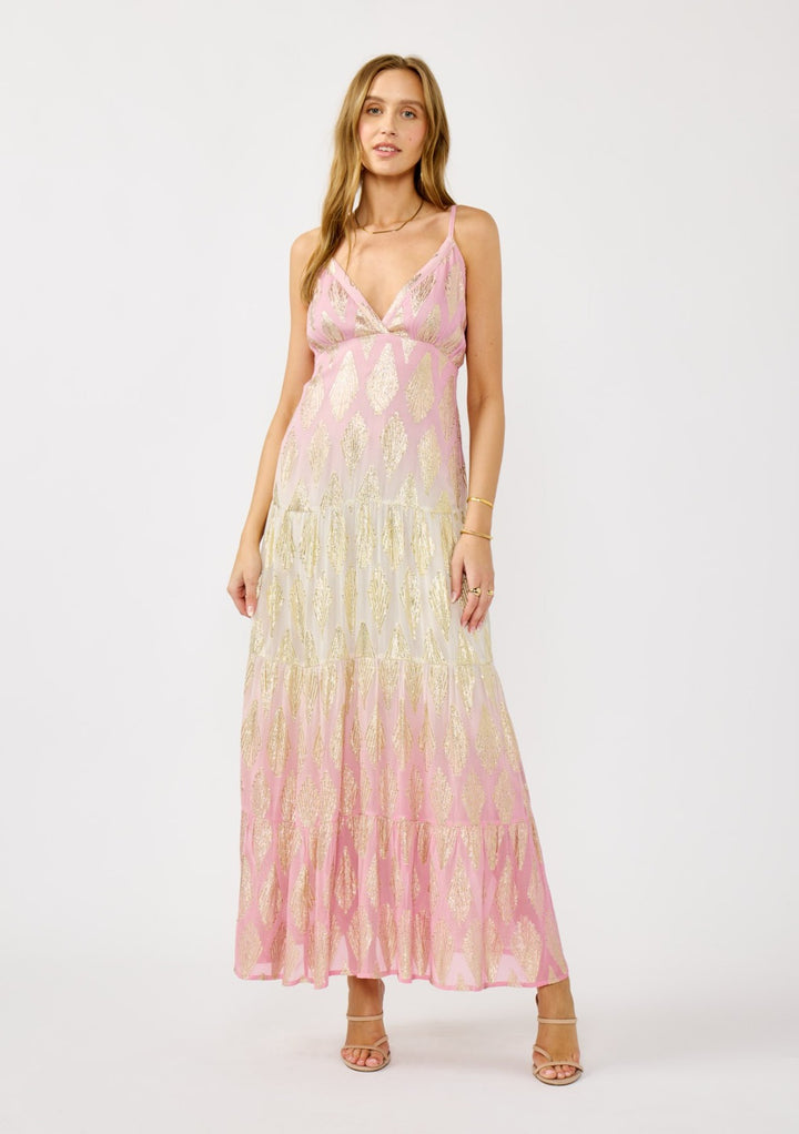 Pink Ombre Floral Maxi Dress