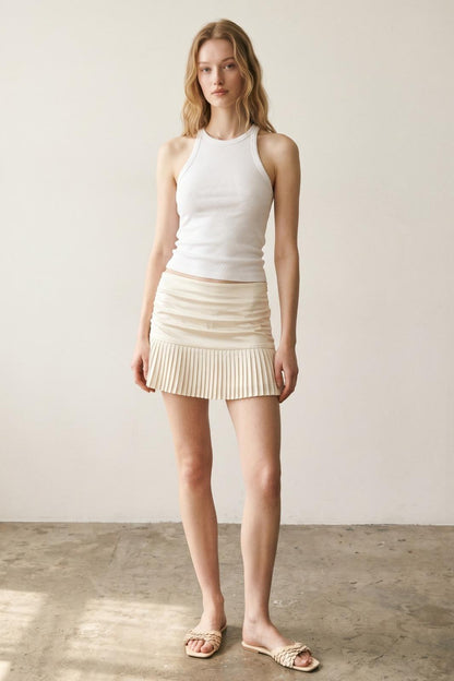 Low Rise Pleated Mini Skirt