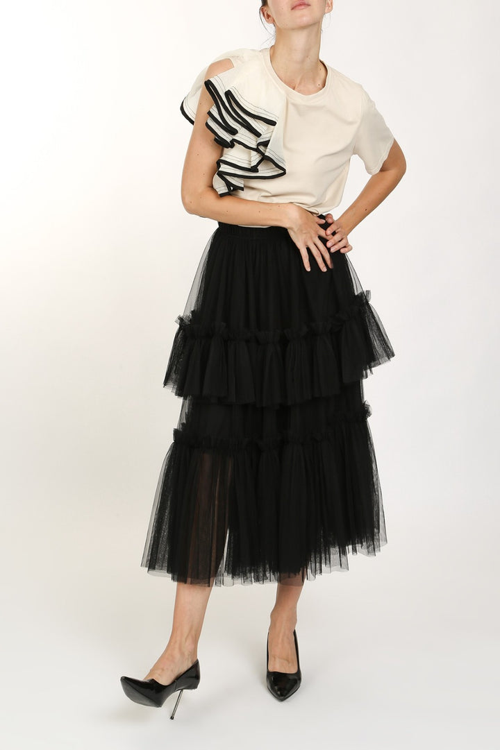 Black Layered Tulle Skirt