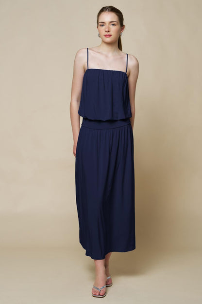 Navy Blue Strapless Maxi Dress