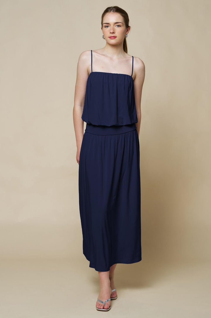 Navy Blue Strapless Maxi Dress