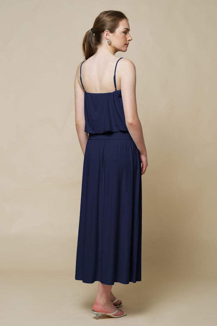 Navy Blue Strapless Maxi Dress