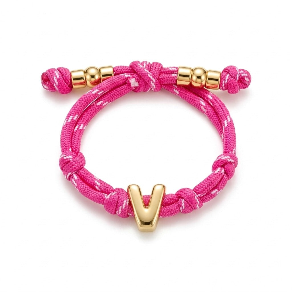 Bubble Gold Alphabet Letter Rope Bracelet