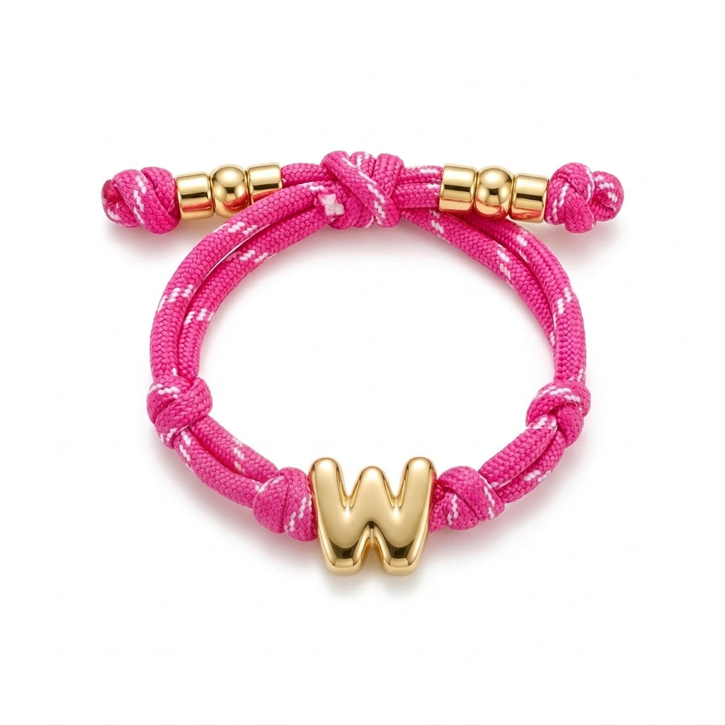 Bubble Gold Alphabet Letter Rope Bracelet