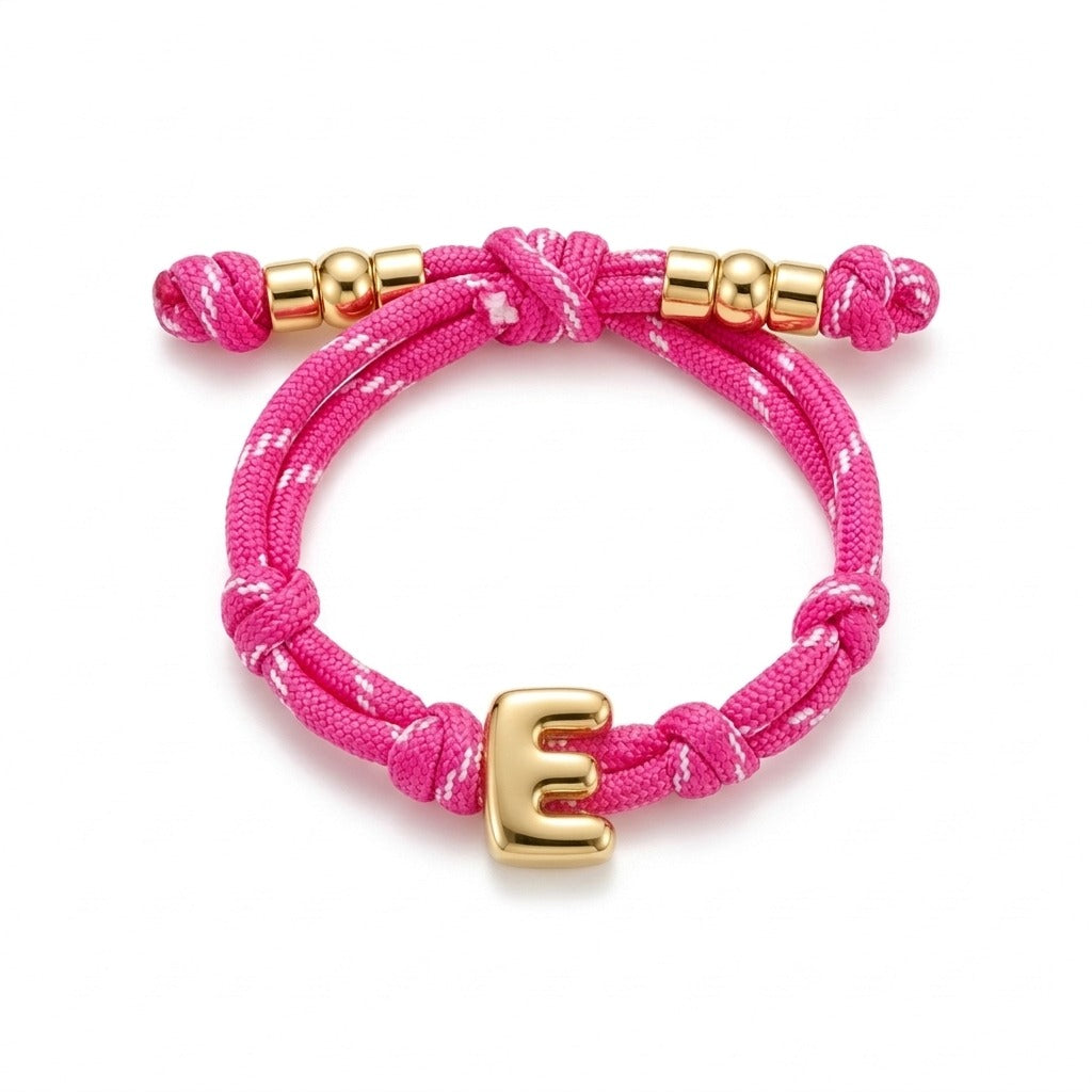 Bubble Gold Alphabet Letter Rope Bracelet