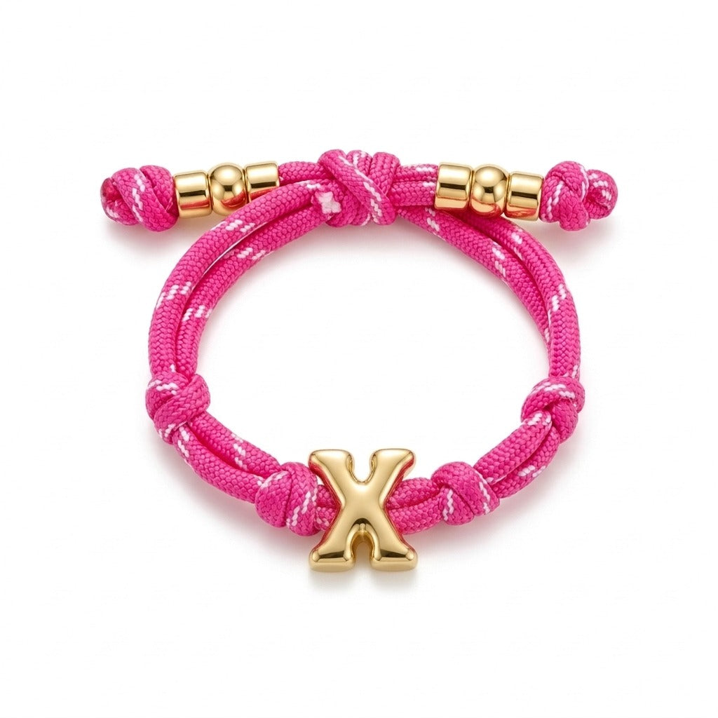 Bubble Gold Alphabet Letter Rope Bracelet