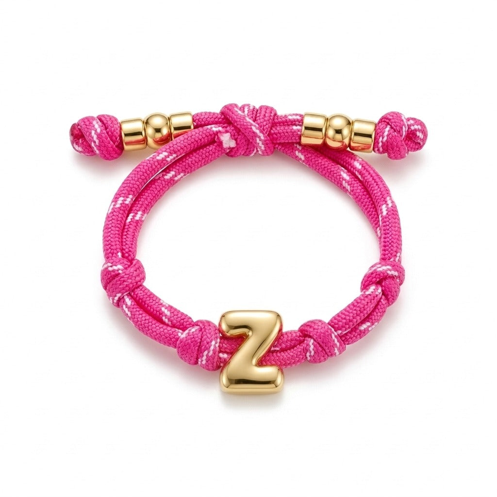 Bubble Gold Alphabet Letter Rope Bracelet