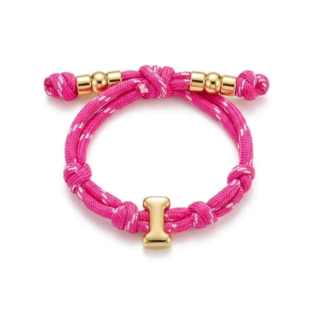Bubble Gold Alphabet Letter Rope Bracelet
