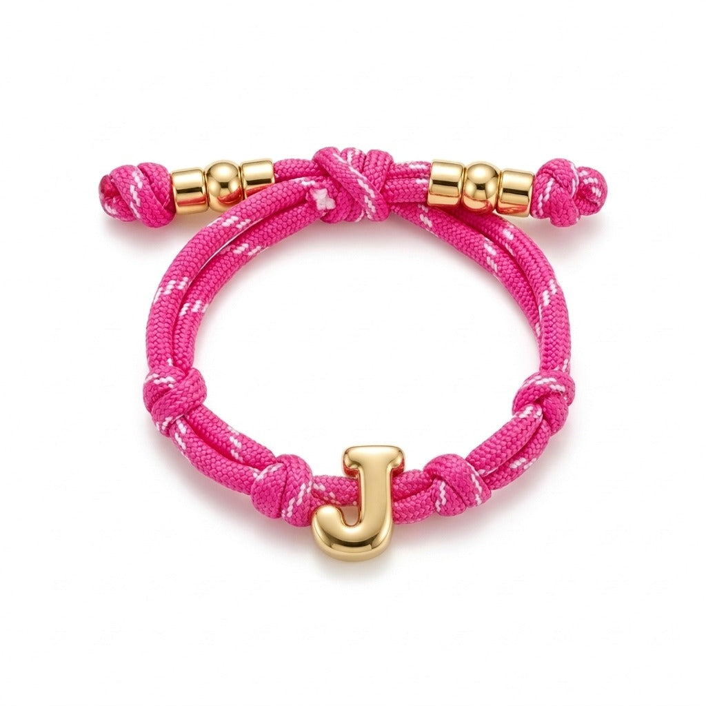 Bubble Gold Alphabet Letter Rope Bracelet