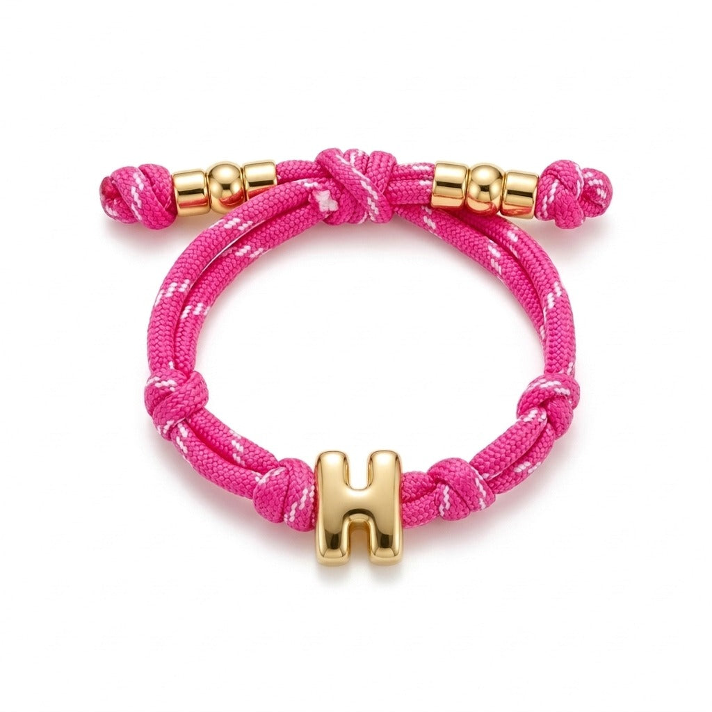 Bubble Gold Alphabet Letter Rope Bracelet