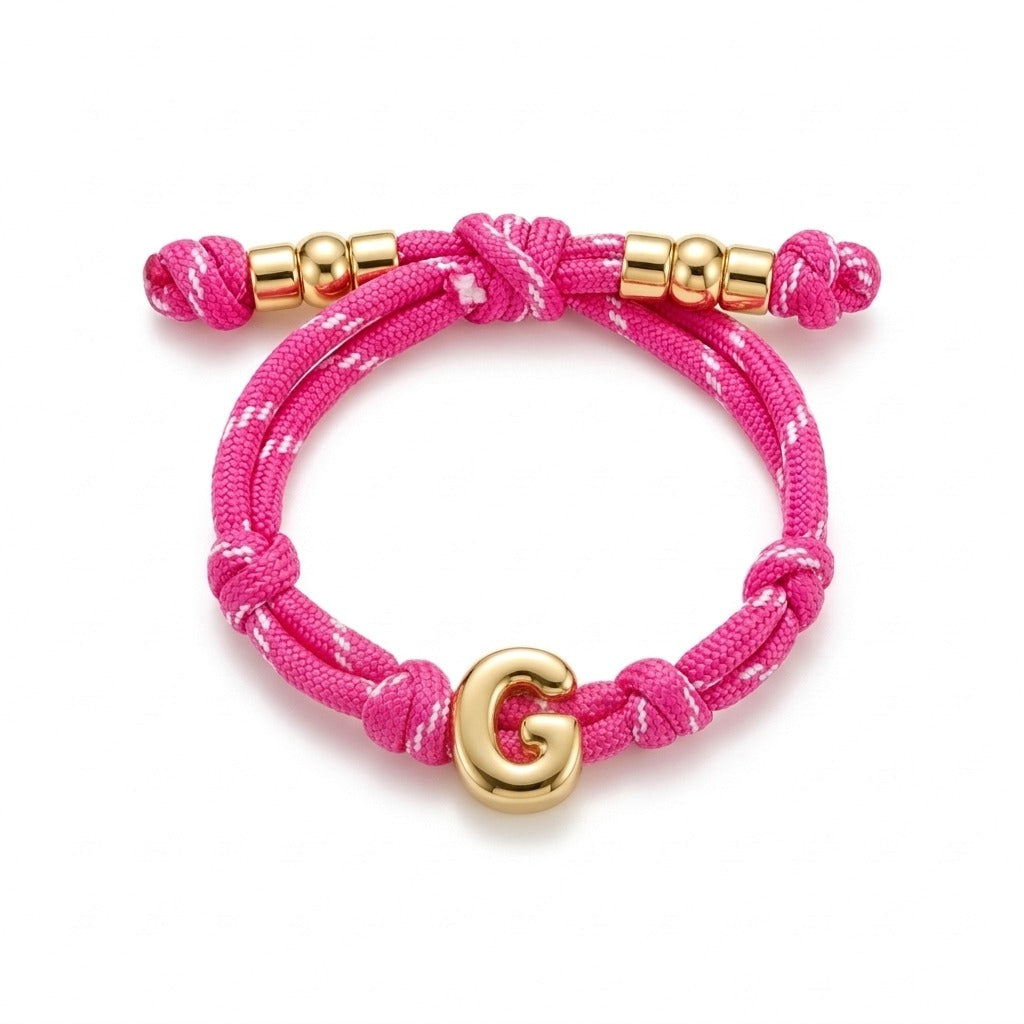 Bubble Gold Alphabet Letter Rope Bracelet