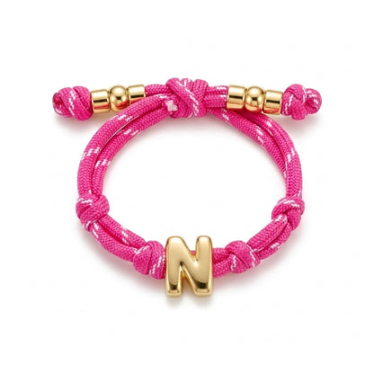 Bubble Gold Alphabet Letter Rope Bracelet