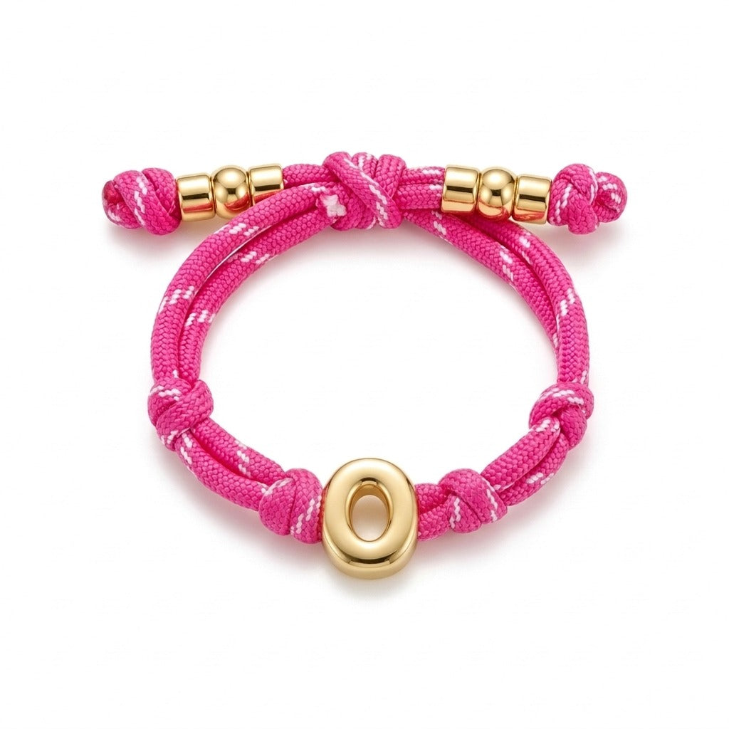 Bubble Gold Alphabet Letter Rope Bracelet