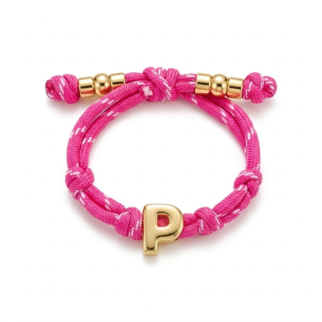 Bubble Gold Alphabet Letter Rope Bracelet