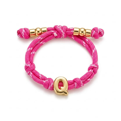 Bubble Gold Alphabet Letter Rope Bracelet