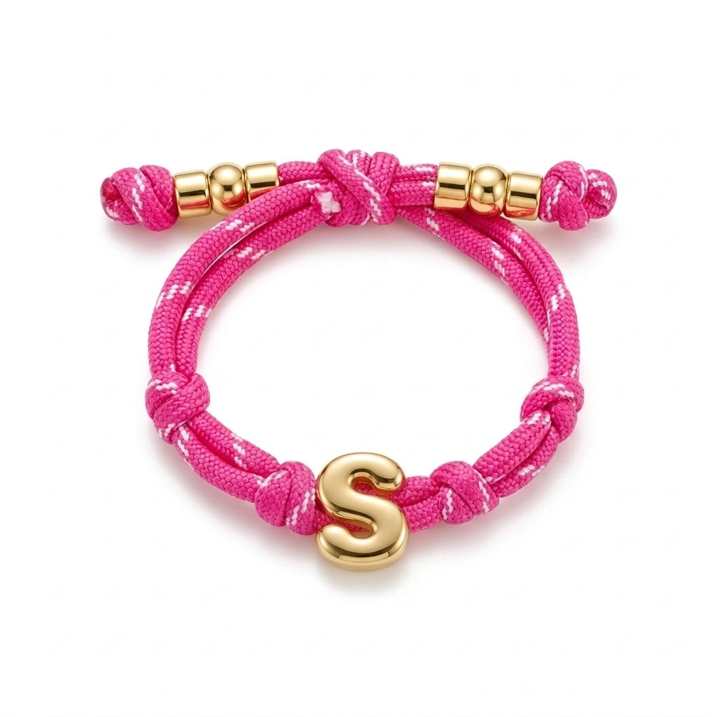 Bubble Gold Alphabet Letter Rope Bracelet