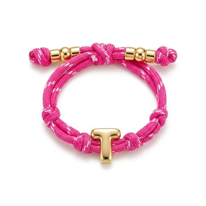 Bubble Gold Alphabet Letter Rope Bracelet