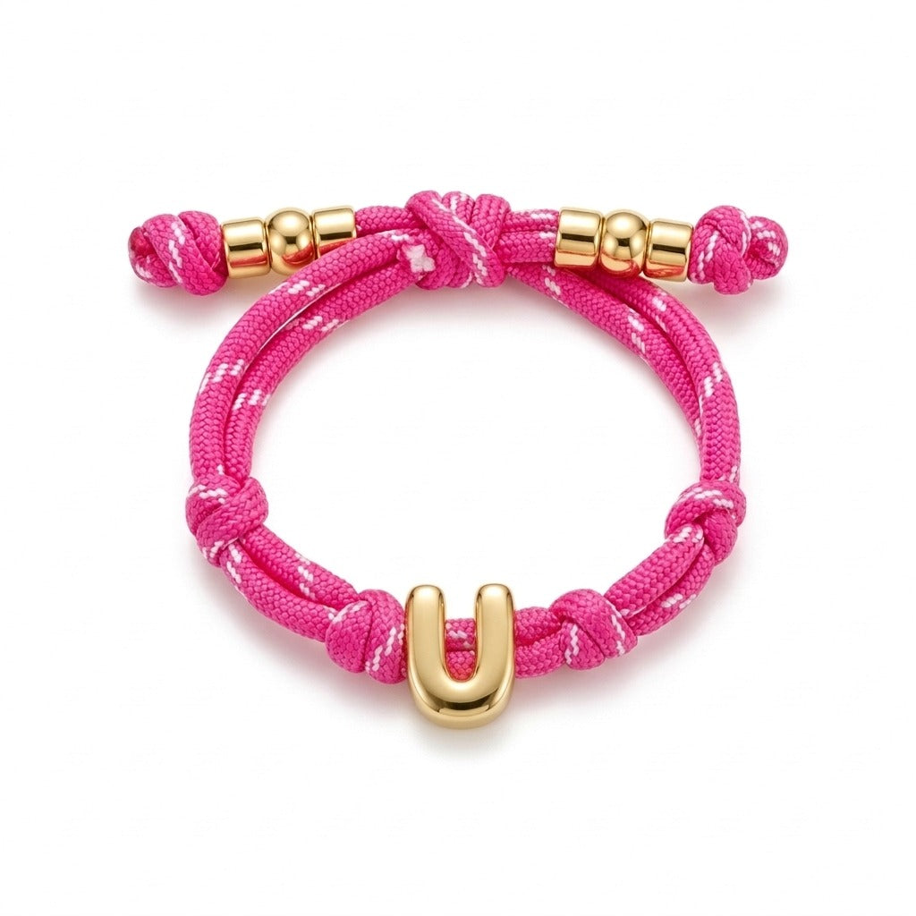 Bubble Gold Alphabet Letter Rope Bracelet