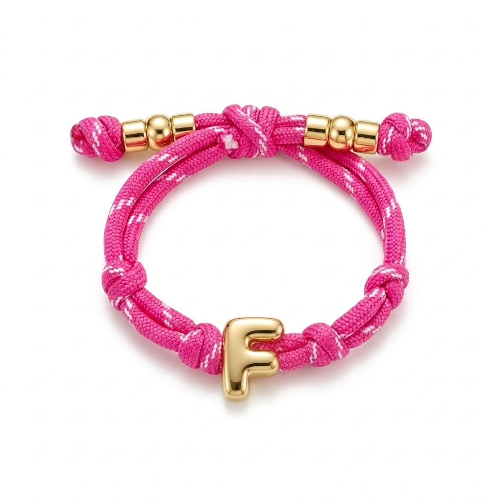 Bubble Gold Alphabet Letter Rope Bracelet