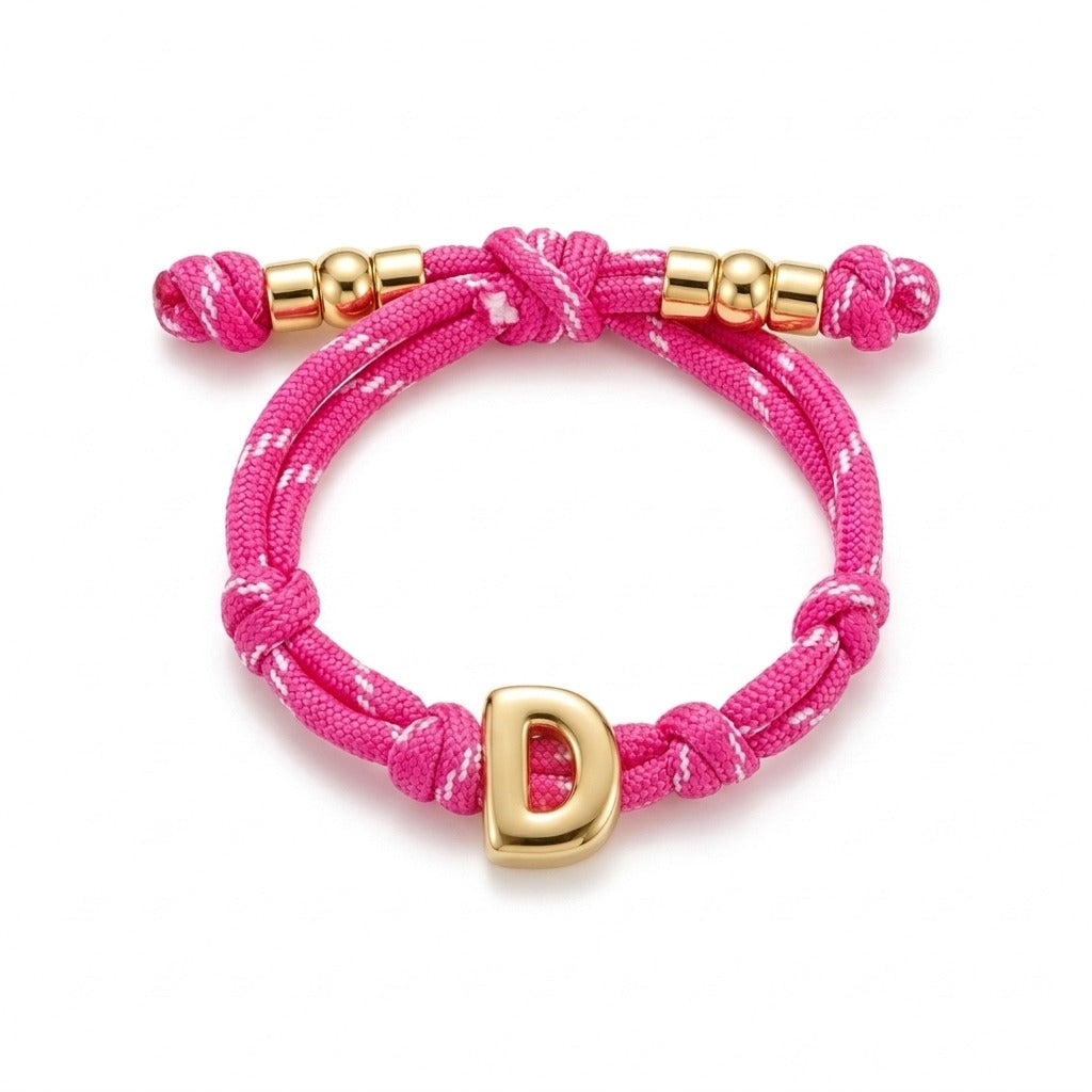 Bubble Gold Alphabet Letter Rope Bracelet