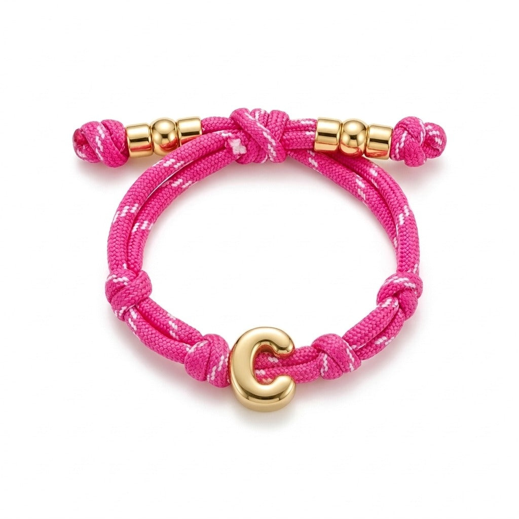 Bubble Gold Alphabet Letter Rope Bracelet