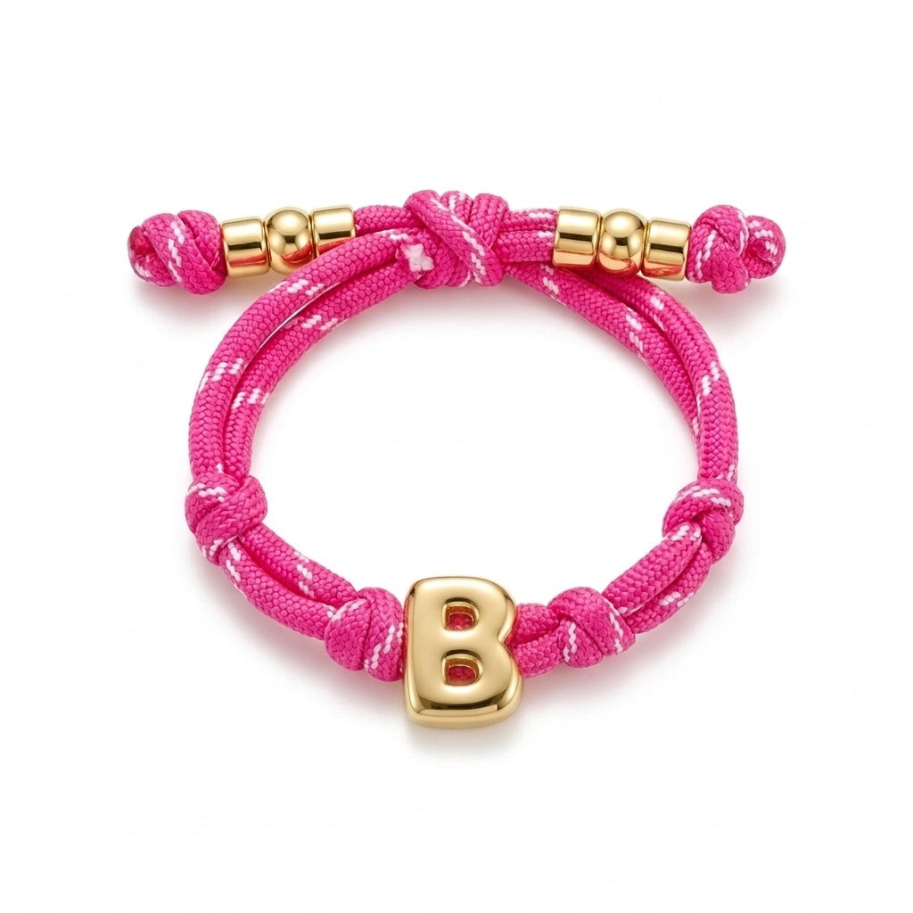 Bubble Gold Alphabet Letter Rope Bracelet